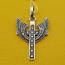 Срібний хрест. Кулон з крилами з срібла, фото 8
