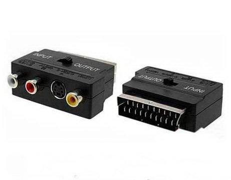 Перехідник SCART - 3RCA/S-Video з перемикачем in/out, фото 1