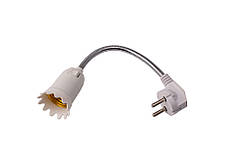 Мережева вилка під патрон Е27 на гнучкому переході з вимикачем