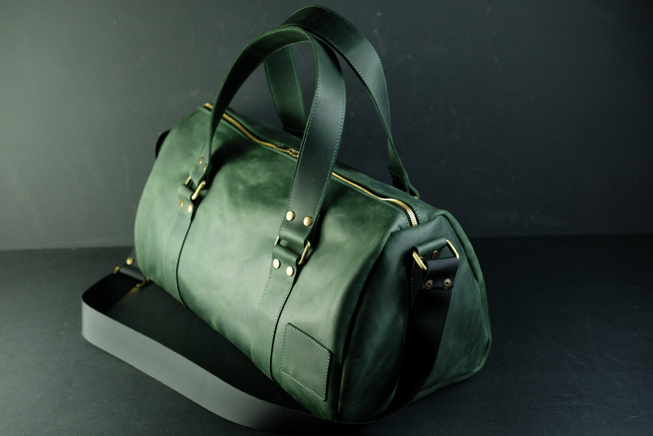 Сумка Travel дизайн №80 з натуральної шкіри колір Зелений