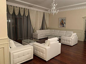 Комплект м'яких меблів - диван кутовий, прямий диван, два крісла і два столика (Меблі-Плюс TM)