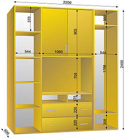 Шафа-купе ТБ-1 2200х600х2400 тм Ексклюзив