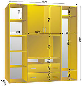 Шафа-купе ТБ-1 2500х600х2400 тм Ексклюзив