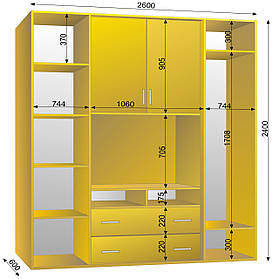 Шафа-купе ТБ-1 2600х600х2400 тм Ексклюзив