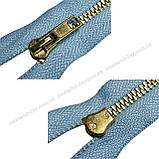 Блискавка джинсова Тип 5 18 см нероз'ємна колір Блакитний 749 зубці золото, фото 2
