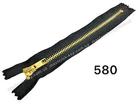 Блискавка джинсова Тип 5 18 см нерознімна колір Чорний 580 зубців золото