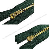 Блискавка джинсова Тип 5 18 см нерознімна колір Темно-зелений 735 зубці золото, фото 2