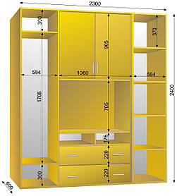 Шафа-купе ТВ-2 2300х600х2400 тм Ексклюзив