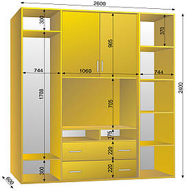 Шафа-купе ТВ-2 2600х600х2400 тм Ексклюзив