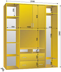 Шафа-купе ТБ-1 2100х450х2400 тм Ексклюзив