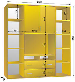 Шафа-купе ТВ-5 2500х450х2400 тм Ексклюзив