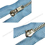 Блискавка джинсова Тип 4 18 см нероз'ємна колір Блакитний 749 зубці нікель, фото 2