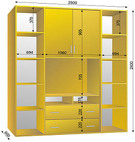 Шафа-купе ТВ-5 2500х600х2400 тм Ексклюзив