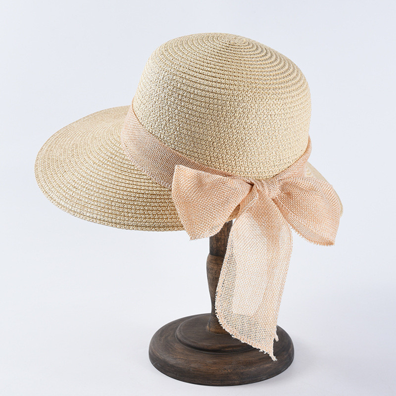 Капелюх (слауч) жіноча пляжна з бантом, бежева, фото 1