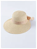 Капелюх (слауч) жіноча пляжна з бантом, бежева, фото 4