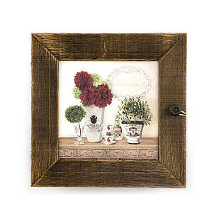 Дерев'яна декоративна ключниця  Букет жоржин 23х23 см прк01кв Тур-Колекшн