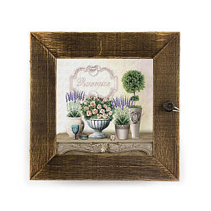 Дерев'яна декоративна ключниця  Букет троянд 23х23 см прк02кв