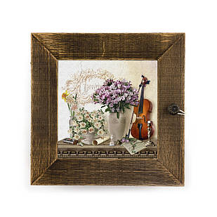 Дерев'яна декоративна ключниця  Скрипка 23х23 см прк06кв