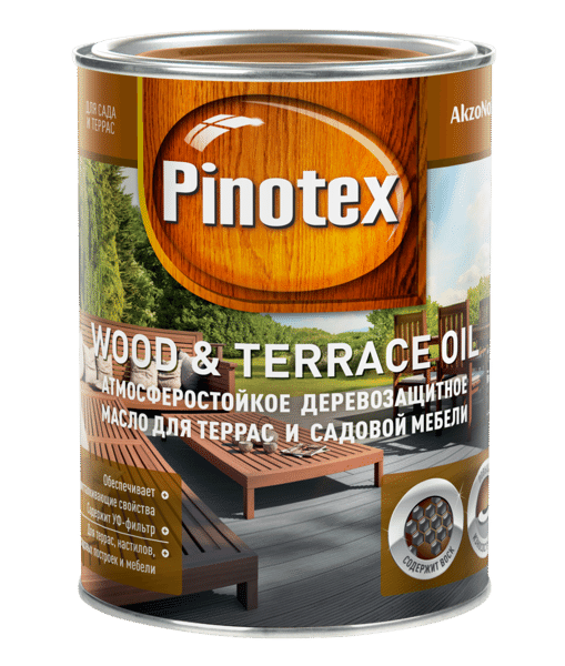 Деревозащитное масло Pinotex Wood&Terrace Oil 1л (Пинотекс Вуд Анд Террас Оил) - фото 1 - id-p513493203