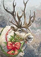 Набор для вышивания нитками LUCA-S Рождественский олень (B598)