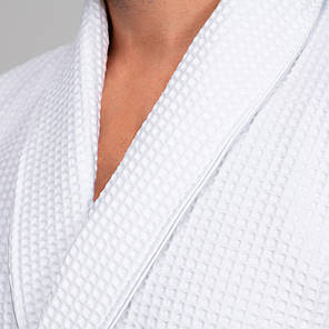 Чоловічий халат XL, вафельний, білий, 100% бавовна, фото 2