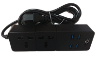Мережевий фільтр подовжувач на 2 розетки та 4 USB 3.1 A Power Socket TB-T07 Чорний