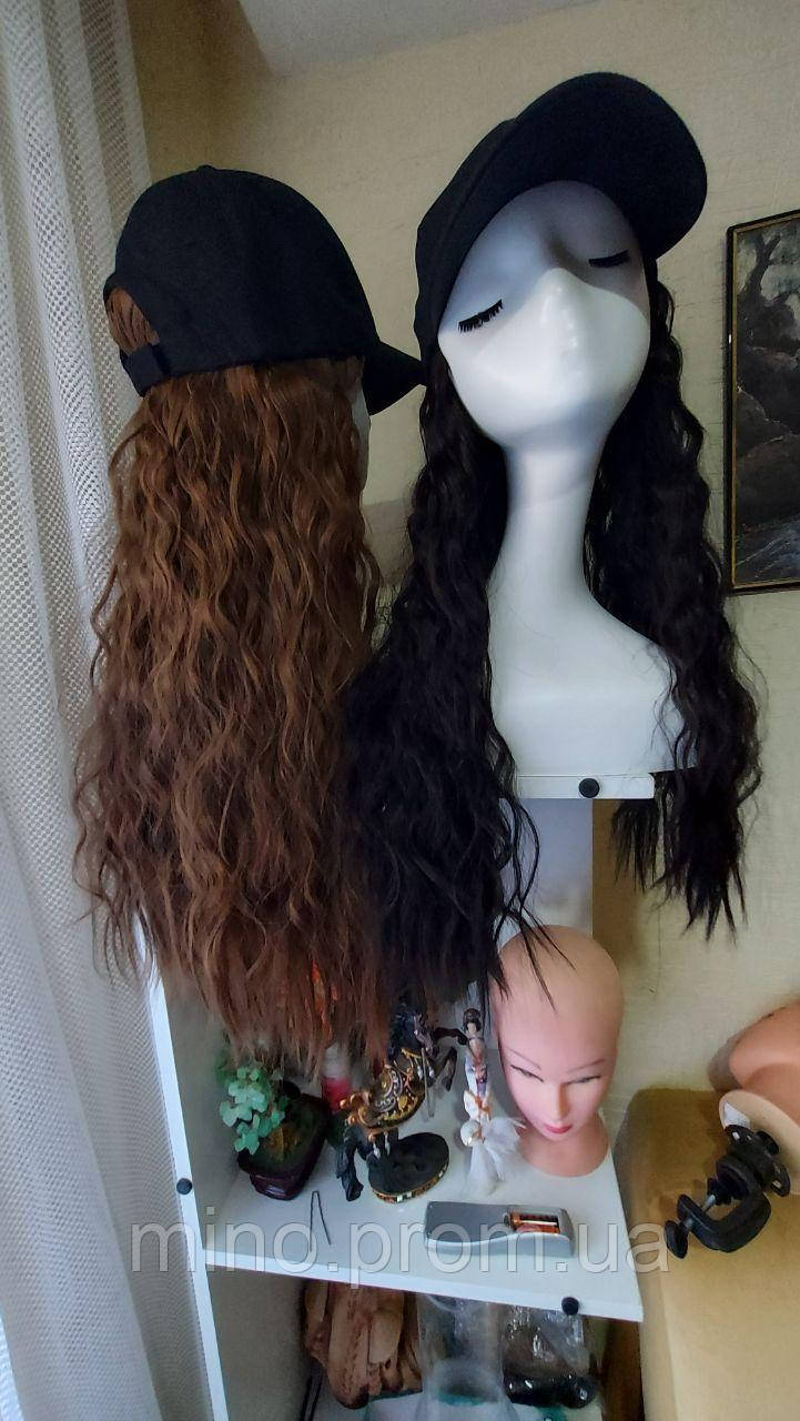 Кепка с Волосами.Термо Волосы, Волна. Белая и Черная Кепка с Чёрными ...