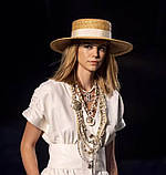 Жіноча солом'яний капелюх канотьє з широкими полями., фото 3