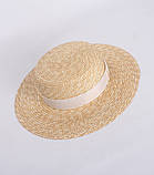 Жіноча солом'яний капелюх канотьє з широкими полями., фото 7