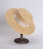 Жіноча солом'яний капелюх канотьє з широкими полями., фото 2