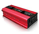 Перетворювач струму. Автомобільний інвертор 12 V — 220 V 2000 W LCD-дисплей USB Red Синусоїдна хвиля, фото 2
