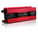 Перетворювач струму. Автомобільний інвертор 12 V — 220 V 2000 W LCD-дисплей USB Red Синусоїдна хвиля, фото 5