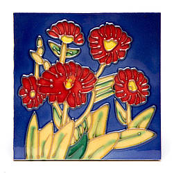 Картина на кераміці №2-5 квадратна "Червоні квіти"