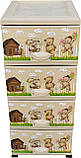 Комод пластиковий 4 ящики з малюнком Ведмедики (Elif Plastik) 45*37.5*90 см, фото 3