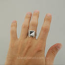 Печатка срібло 925 проби. Кільце срібне чоловіче з каменем. Перстень 21.5 розмір, фото 3