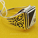 Печатка срібло 925 проби. Кільце срібне чоловіче з каменем. Перстень 21.5 розмір, фото 9