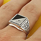 Печатка срібло 925 проби. Кільце срібне чоловіче з каменем. Перстень 21.5 розмір, фото 2