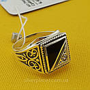 Печатка срібло 925 проби. Кільце срібне чоловіче з каменем. Перстень 21.5 розмір, фото 5