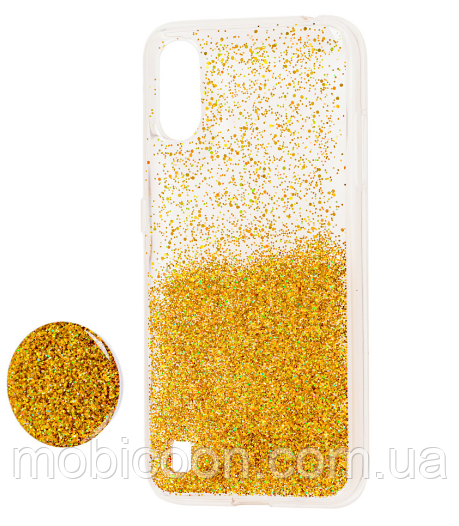 Чохол силіконовий Fashion popsoket для Samsung Galaxy A01 A01 A0115 gold (сасунг а01)