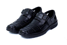 Чоловічі літні туфлі з натуральної шкіри у чорному кольорі