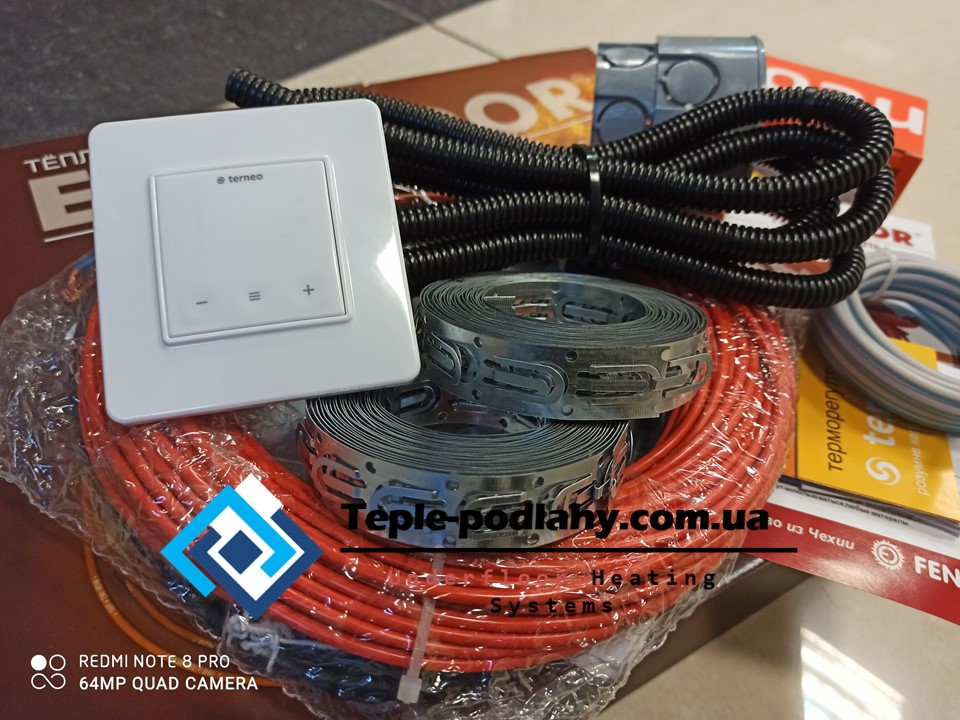 Двожильний кабель тепла підлога під плитку Fenix ADSV 181000 ( 5.7 м. кв ) (Повний комплект)