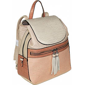 Жіночий рюкзак невеликий рожевий з тисненням під рептилію