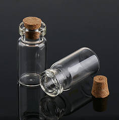 Пляшка скляна з корковою пробкою 45х18 мм, 7 мл
