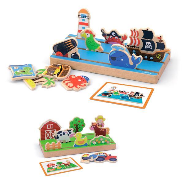 Ігровий набір Viga Toys "Простір і відстань: ферма, море" двосторонній (50183)