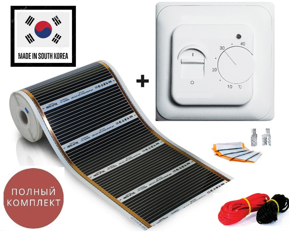 Тепла підлога 6 м2 HEAT PLUS (0.5 м х 12 м) 1320Вт/ 220Ват/м2 з механічним терморегулятором RTC 70
