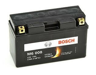 Аккумулятор мото 7 Ah 120A AGM 12V АКБ BOSCH 0092M60080 YT7B-4 / YT7B-BS