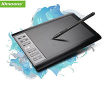Планшет графічний 10moons 1060Plus, робоча поверхня 255*155 мм, пасивний стилус. Чохол у подарунок!