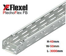 Лоток перфорований, оцинкований 50x40x3000x0,6 мм Plechoflex FB