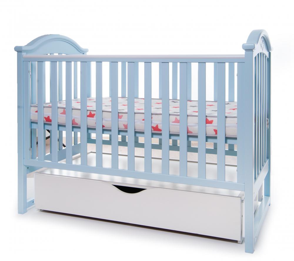 Ліжечко для новонароджених з ящиком, бортиком і маятниковим механізмом гойдання Twins iLove L100-L-04, голубий