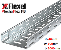 Лоток перфорированный, оцинкованный 100x40x3000x0,6 мм Plechoflex FB